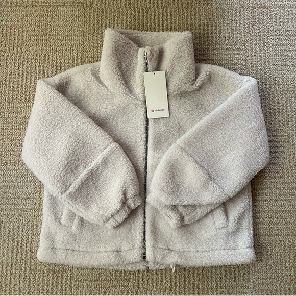 NWT Lululemon Cinchable Fleece Zip-Up Jacket in White Opal - Size 12 - Picture 5 of 14